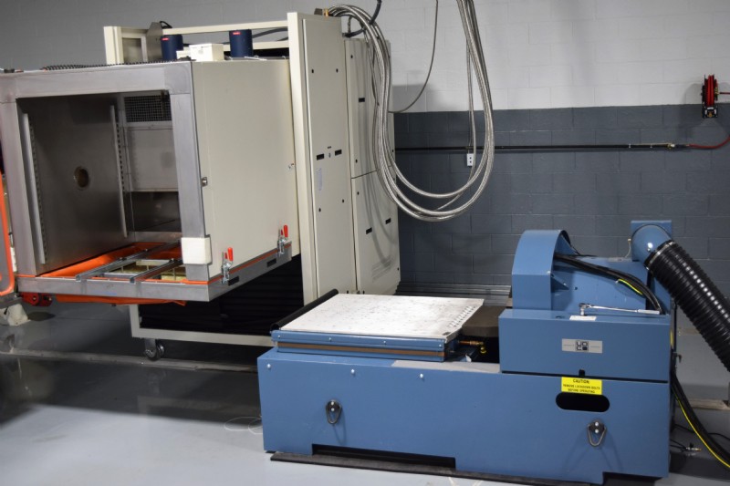Temperature and humidity controlled chamber can slide over the shaker system at JTL America.